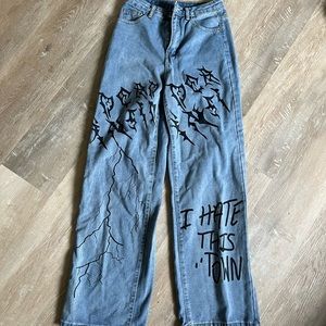 Wide leg Designed Jeans